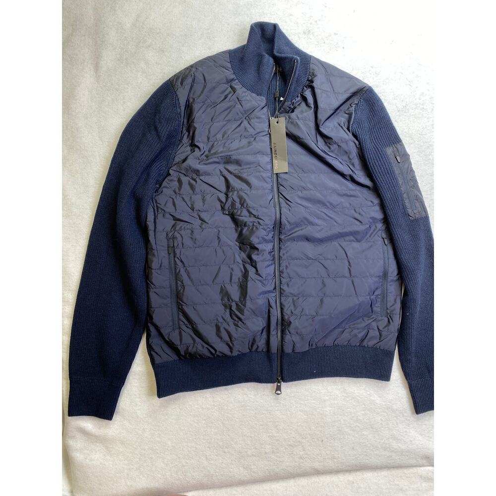 NWT J.Lindeberg Mens Beck Knitted Hybrid Jacket, Navy, Large - Picture 4 of 7